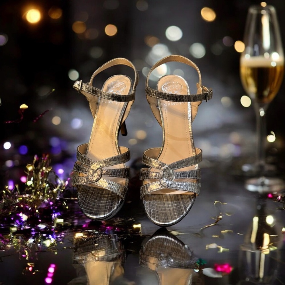 Vince Camuto Shimmering Gold Strappy Heels - Picture 8 of 16